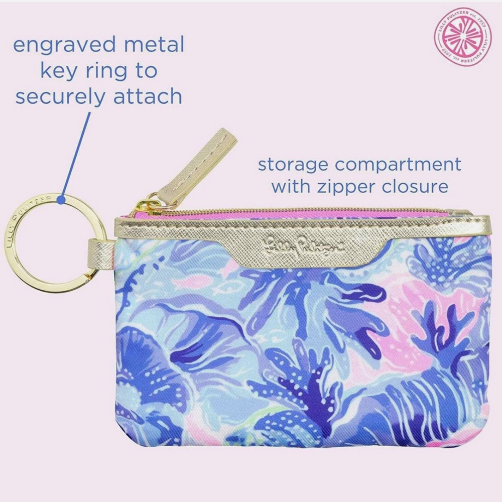 Lilly Pulitzer Floral Blues Pink Preppy ID Case &‎ Card Holder NEW - Picture 2 of 8